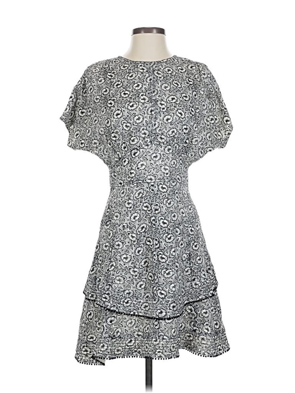 10 Crosby Derek Lam Black and White Floral Short Sleeve Mini Dress